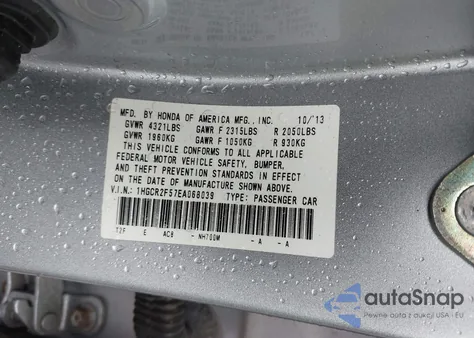 2014 Honda Accord Sport z USA, uszkodzony, nr VIN 1HGCR2F57EA068039
